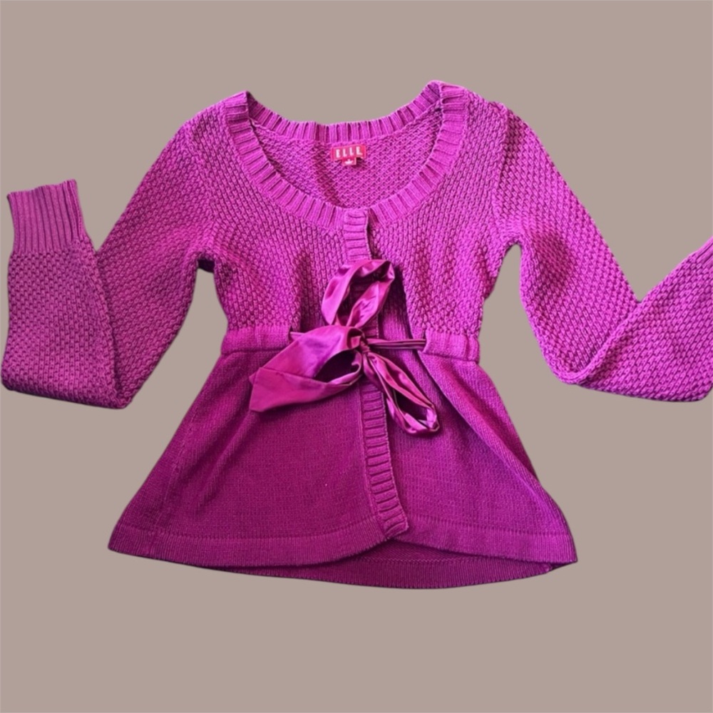 Elle Fuchsia Knit Sweater - Picture 1 of 4
